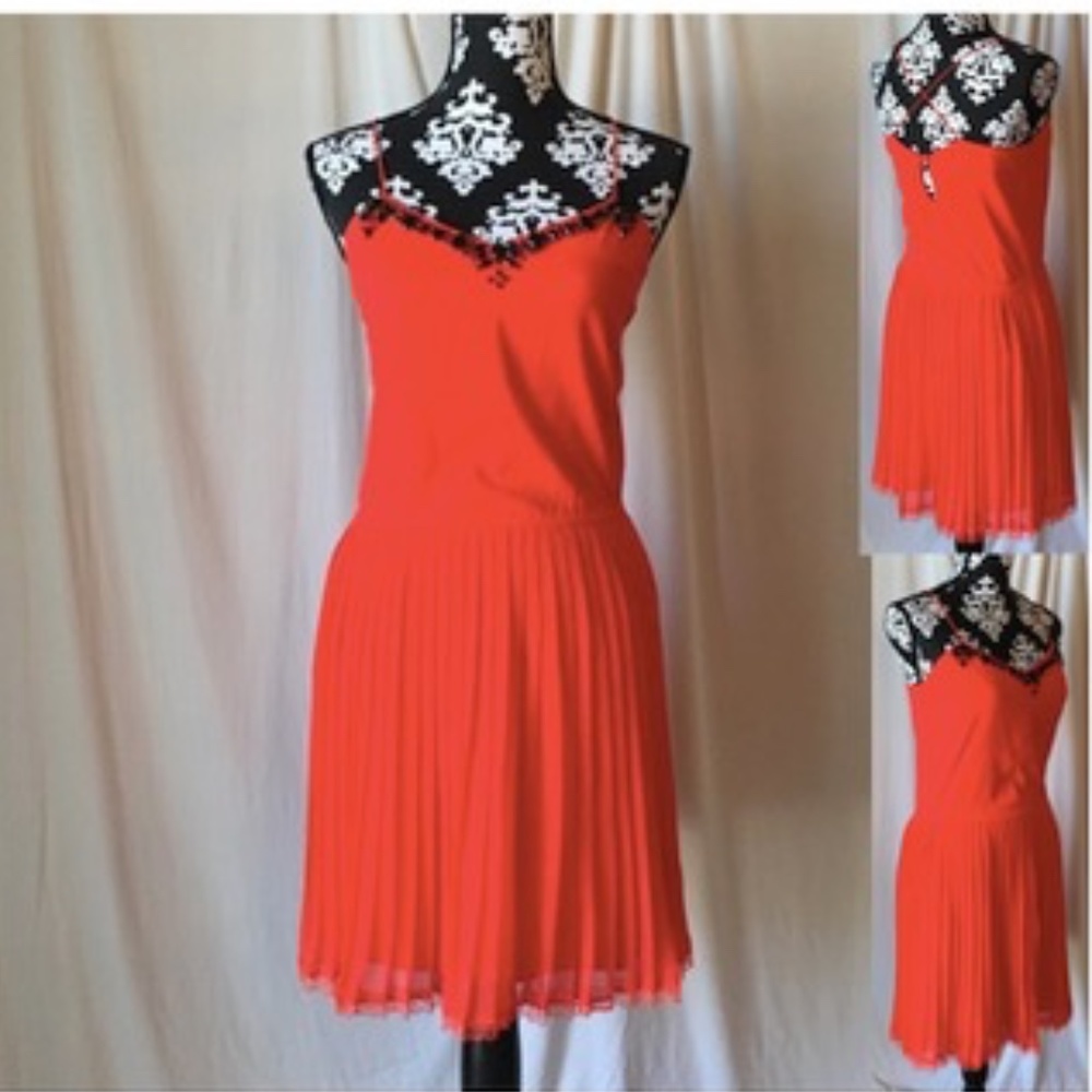 Victoria's Secret 2010 Red Satin Black Rhinestone Embellished Dress, Size XS - Picture 11 of 15